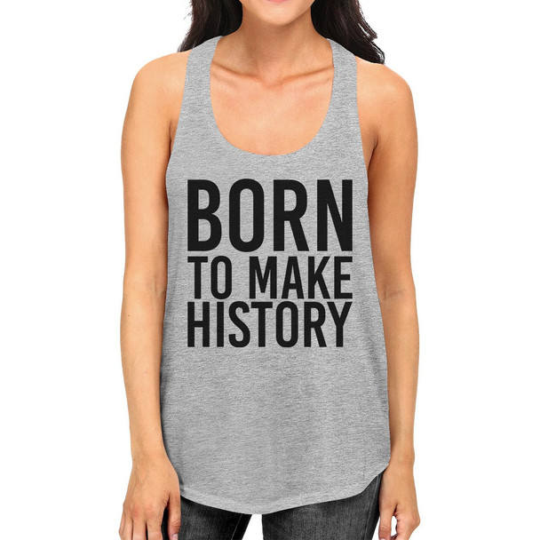 Born To Make history Womens Grey Sleeveless Tank Top Yuri On Ice