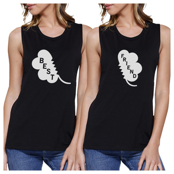 Best Friend Clover Women Muscle Tee Cute BFF Tank Top Patricks Day - 3PFMS001BK WM WM