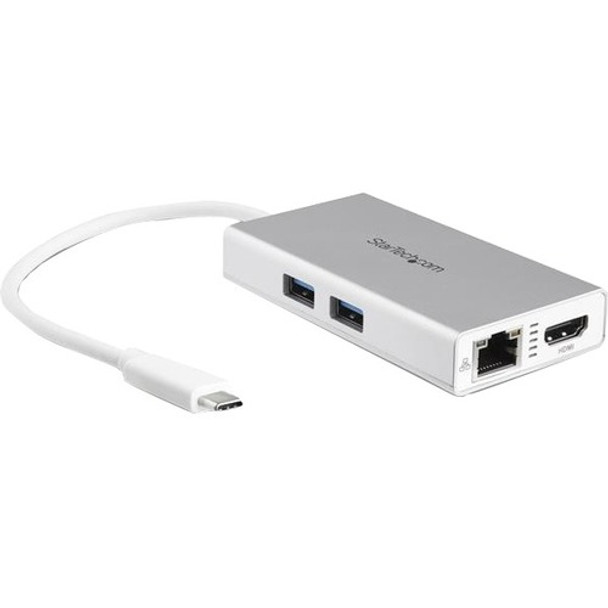 StarTech.com USB C Multiport Adapter - Aluminum - Power Delivery (USB PD) - USB C to Gigabit Ethernet / 4K HDMI / USB 3.0 Hub