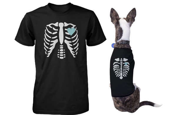 Skeleton Matching Pet and Owner T-shirts for Halloween Dog and Human Apparel - 3PPT005 MXL PXL