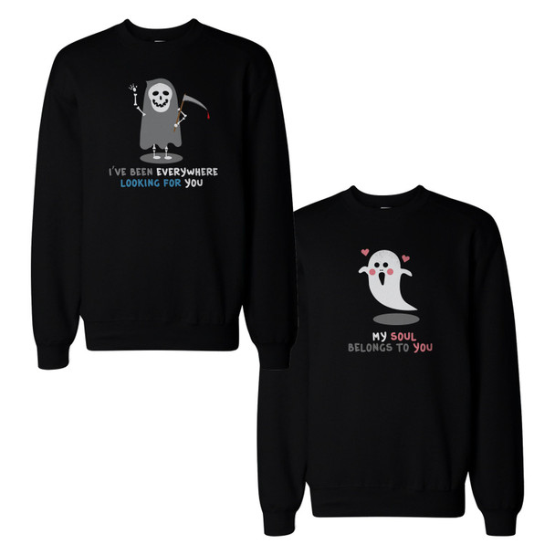 Death Eater And Ghost Couple Sweatshirts Halloween Matching Tops - 3PSS065 M2XL W2XL