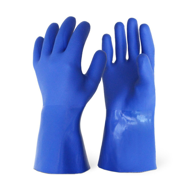 Thermal Lined Sandy Finish Blue PVC Supported Glove