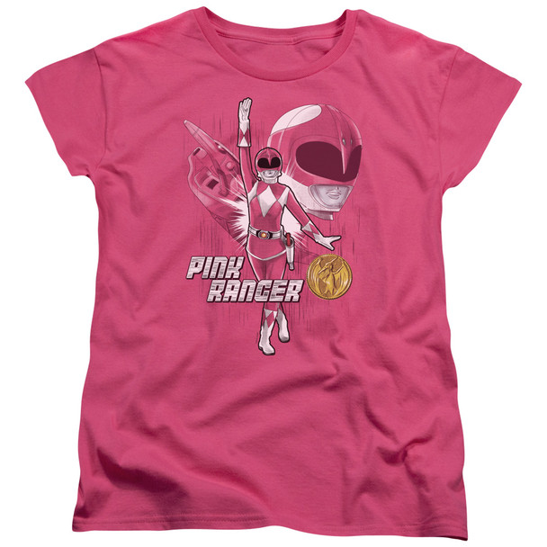 Power Rangers/pink Ranger-s/s Women's Tee-hot Pink