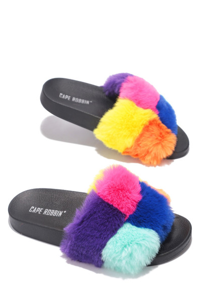 BLOCKS BREAK TIME NOW FUR SANDALS-MULTI COLOR