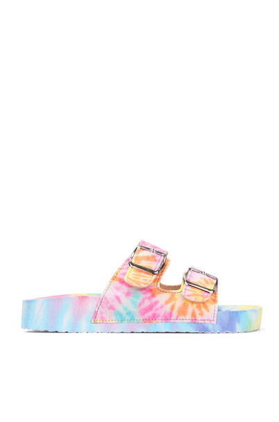 JEWELED AND DYING OVER FLAT SANDALS-PASTEL
