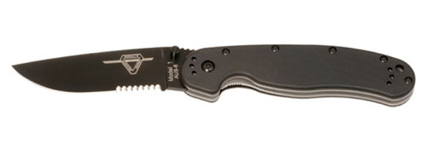 Ontario RAT1 Folder 3.625 in Black Combo Blade