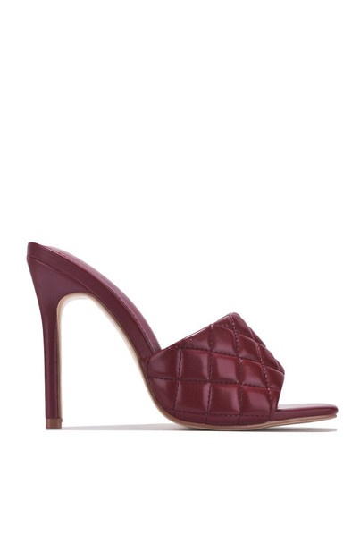 STITCH SQUARE QUILTED STILETTO HEELED MULE-PLUM