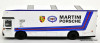 Schuco 1:43 Mercedes Benz 0137 Race Car Transporter: Martini Porsche