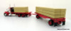 Only One! Tonkin Replicas 1:53 Peterbilt 388 Stake Body w/ 24' Flatbed Trailer and Lumber Load: Show Truck, Red and White