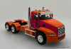 DCP by FG 1:64 Mack Pinnacle Day Cab w/Aftermarket Minimizer Parts & Talbert Traveling Axle Trailer, Orange/Fuchsia