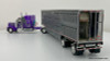 DCP by FG 1:64 Peterbilt 389 Sleeper Tractor w/Wilson Silverstar Spread Axle Livestock Trailer, Gunmetal/Purple