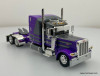 DCP by FG 1:64 Peterbilt 389 Sleeper Tractor w/Wilson Silverstar Spread Axle Livestock Trailer, Gunmetal/Purple