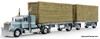 Peterbilt 389 Sleeper Tractor w/ Utility Dual Flatbed Trailers w/ Hay Load, Pacific Blue 1:64 Diecast Truck by DCP by FG