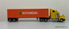 1993 Freightliner FLD 112 Hightop Sleeper w/ Dry Goods Shipping Container Trailer: Hyundai 1:43 Diecast/ABS Plastic Model Truck by Altaya
