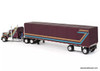 Kenworth W900A  Aerodyne Sleeper Tractor w/53' Utility Spread Axle Roll Tarp Trailer, Purple 1:64 Model Truck DCP by FG