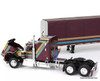 Kenworth W900A  Aerodyne Sleeper Tractor w/53' Utility Spread Axle Roll Tarp Trailer, Purple 1:64 Model Truck DCP by FG