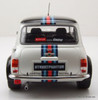 1998 Mini Cooper Sport, Pearlescent White/Martini Livery 1:18 Diecast Model Car by Solido