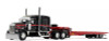 Kenworth W900L 72" AeroCab Sleeper w/Landoll 440B50CA Traveling Axle Trailer Black/Red 1:64 Diecast Model Truck DCP by FG