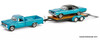 1969 Plymouth GTX  & 1967 Dodge D200 Pickup Truck w/Flatbed Trailer, Turquois: Graveyard Carz 1:64 Diecast Vehicles by Greenlight