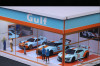 Gulf Showroom & Workshop w/Lighting 1:64 Diorama by MoreArt