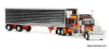 Peterbilt 389 Sleeper Tractor w/53ft Chrome Utility Reefer Trailer, Deep Red/Orange/Yellow: Hurricane Express 1:64 Diecast Model Truck DCP by First Gear