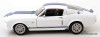 1967 Ford Mustang Shelby GT500, Wimbledon White/Blue Stripes 1:12 Diecast Model Car by KK Scale