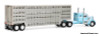 Peterbilt 351 Sleeper Tractor w/45ft Wilson Vintage Livestock Trailer, Blue/White 1:64 Diecast Model Truck DCP by FG