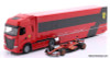 Iveco S-Way 570 Racing Transporter: Scuderia  Team Ferrari w/Race Car 1:43 Diecast Model Vehicle by Burago
