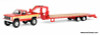 1987 GMC K2500 Pick-Up Truck (Lifted) w/Toolbox & Gooseneck Flatbed Trailer, Red & Gold 1:64 Diecast Model Truck by Greenlight