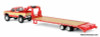 1987 GMC K2500 Pick-Up Truck (Lifted) w/Toolbox & Gooseneck Flatbed Trailer, Red & Gold 1:64 Diecast Model Truck by Greenlight