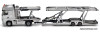 Mercedes Benz Actros MP5 Sleeper Tractor w/Car Transporter Trailer, Silver 1:64 Diecast Model Truck by Tiny