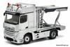 Mercedes Benz Actros MP5 Sleeper Tractor w/Car Transporter Trailer, Silver 1:64 Diecast Model Truck by Tiny