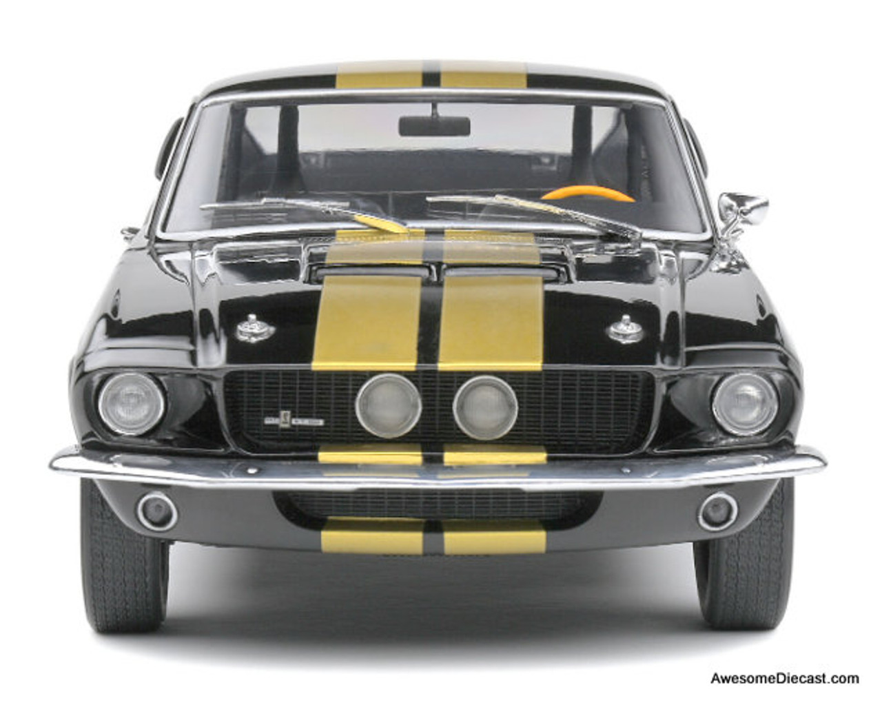 Solido 1/18 Ford Mustang GT Shelby GT500 Black / Gold Stripes 1967 #S1 –  Gateway Model Cars