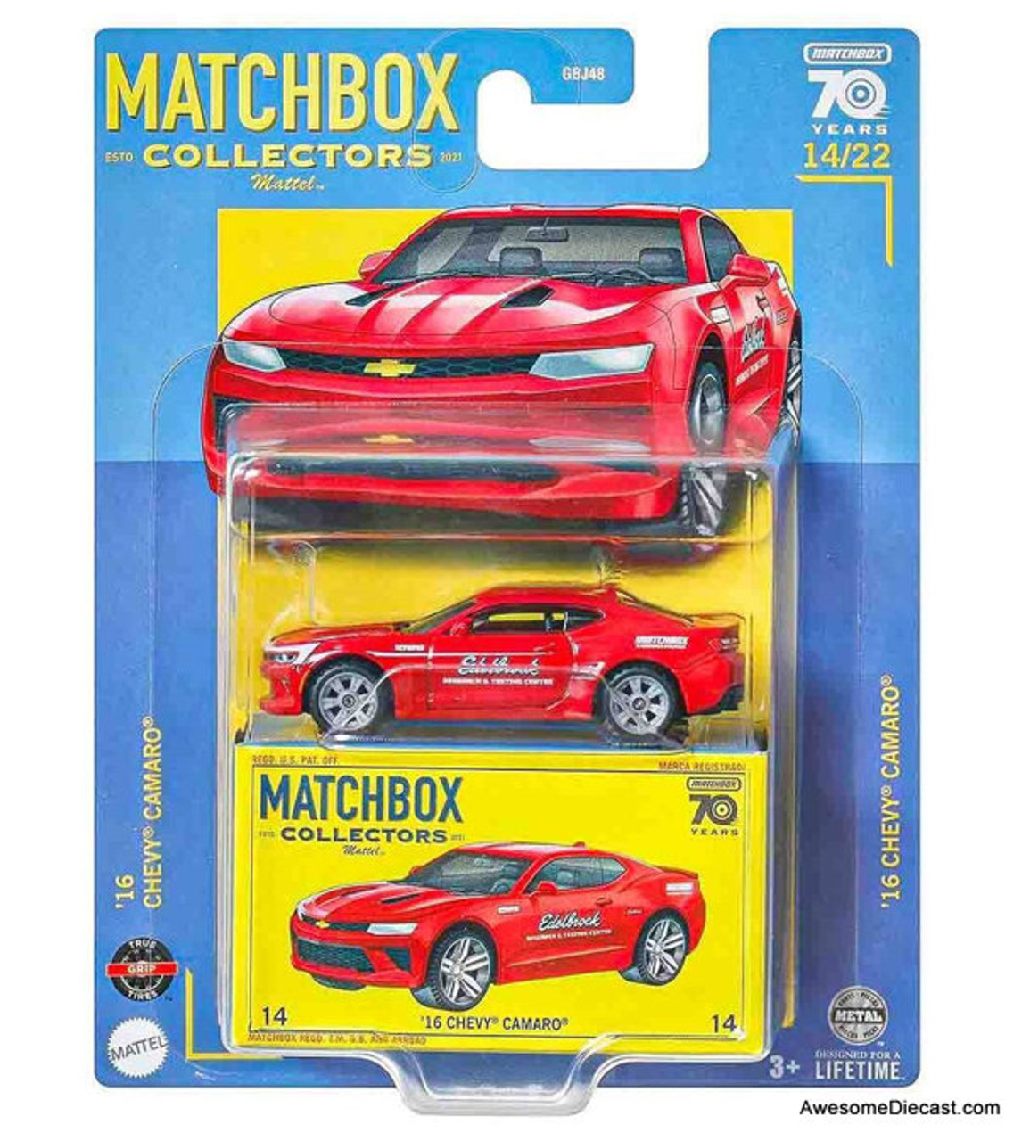 Matchbox 1:64 Premium Collectors Series 2016 Chevrolet Camaro, Red  (Edelbrock Livery)