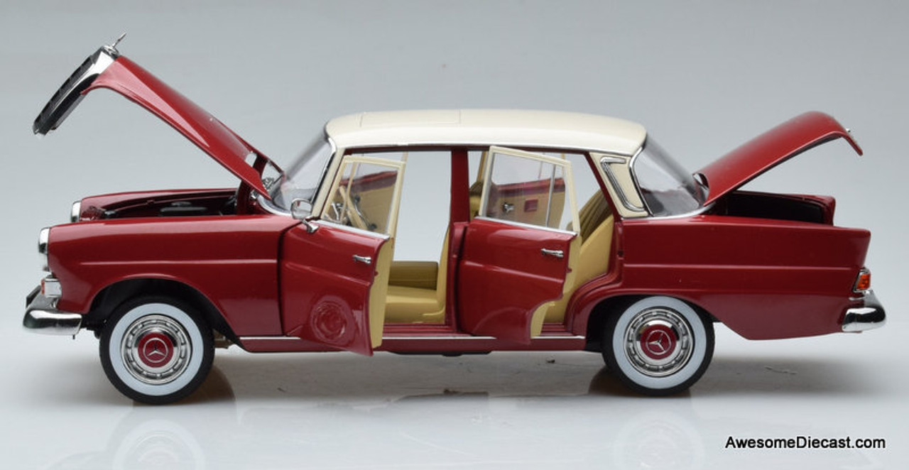 Norev 1:18 1966 Mercedes Benz 200, Red/Cream