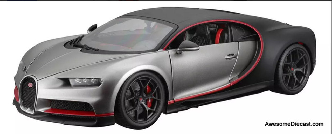 Bugatti Chiron Sport, Matte Black/Silver 1:18 Diecast Model