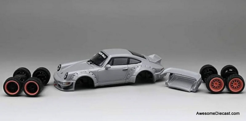RWB Porsche 964 Widebody, Gray 1:64 Diecast Model Car by CM Model