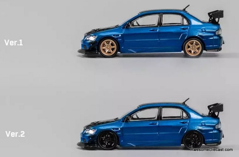Mitsubishi Lancer Evolution IX, Metallic Blue/Carbon Fiber 164 Diecast