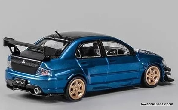 Mitsubishi Lancer Evolution IX, Metallic Blue/Carbon Fiber 164 Diecast