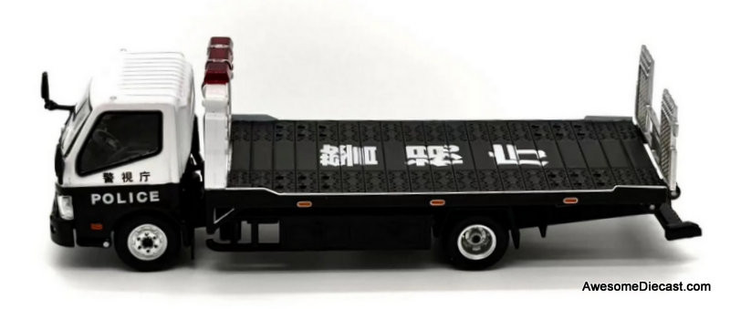 Hino 300 (RHD) Dutro Flatbed Tow Truck: Japanese Police 1:64