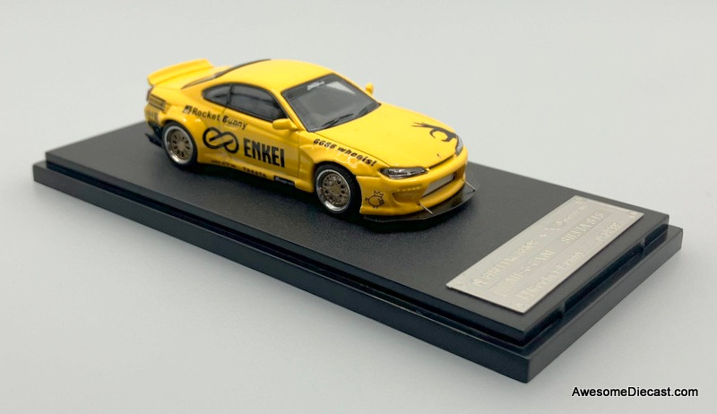Nissan Silvia S15 Rocket Bunny, Yellow 1:64 Diecast Model Car by