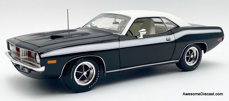 1972 Plymouth Cuda 340, Black 1:18 Diecast Model Car by ACME