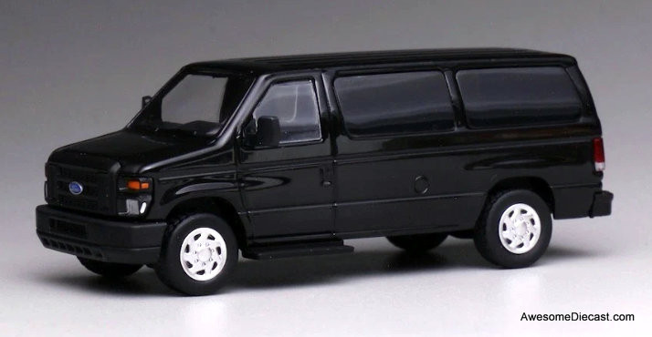Ford E350 Super Duty Wagon Mini Van, Black 1:64 Diecast Model