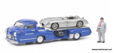 Schuco 1:43 1955 Mercedes-Benz Race Car Transporter "Blue Wonder" w/300 SLR