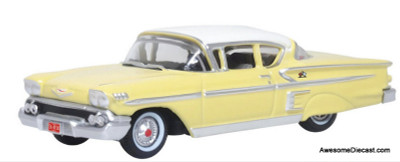 Oxford Diecast 1:87 1958 Chevrolet Impala Sport Coupe, Colonial Cream/Snowcrest White