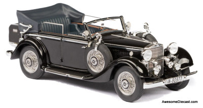 Esval Models 1:43 1933-37 Mercedes-Benz 290 W18 Cabriolet D Short Wheel Base (Top Down), Black