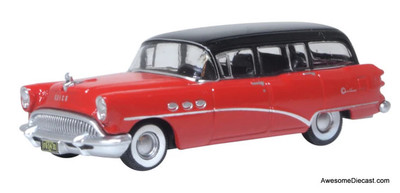 1954 Buick Century Wagon, Matador Red/Carlsbad Black 1:87 ABS Plastic Model by Oxford