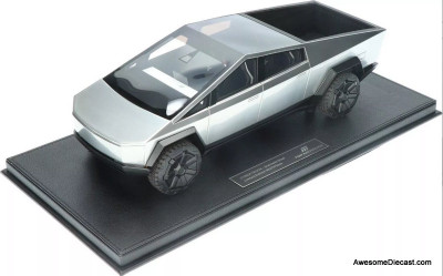 2024 Tesla Cyber Truck, Stainless Steel 1:18 Resin Cast Model by Top Marques