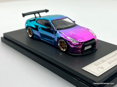 Nissan GT-R R35 Pandem Rocket Bunny, Chrome Blue 1:64 Diecast