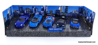 Exotic 5 Car Set, Blue Collection 1:64 Diecast Model Cars by Burago